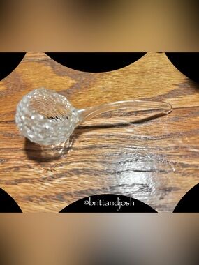Handblown Clear Glass Decorative Delicate Spoon with Woven Bowl Accent